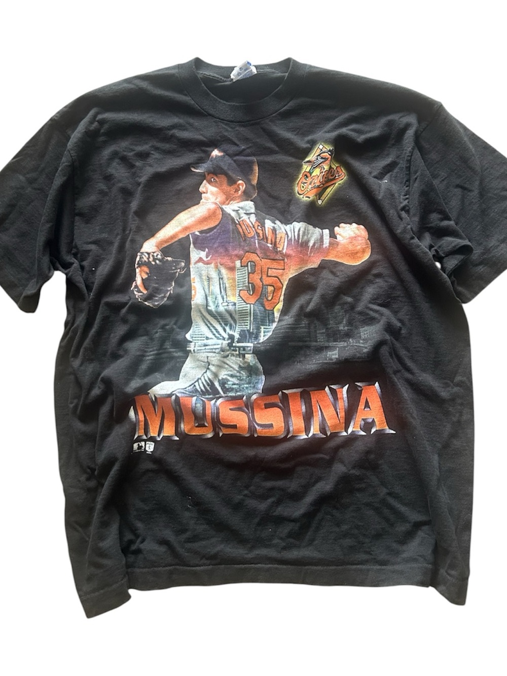 MusSina Black Short-Sleeve Graphic Tee - Mussina Pitcher Design